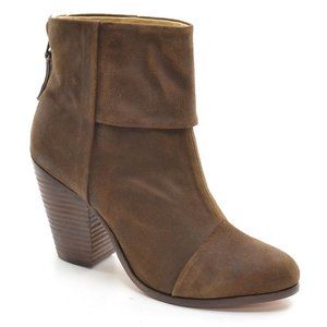 rag & bone Newbury Brown Wax Suede Heeled Boot 38.5 New